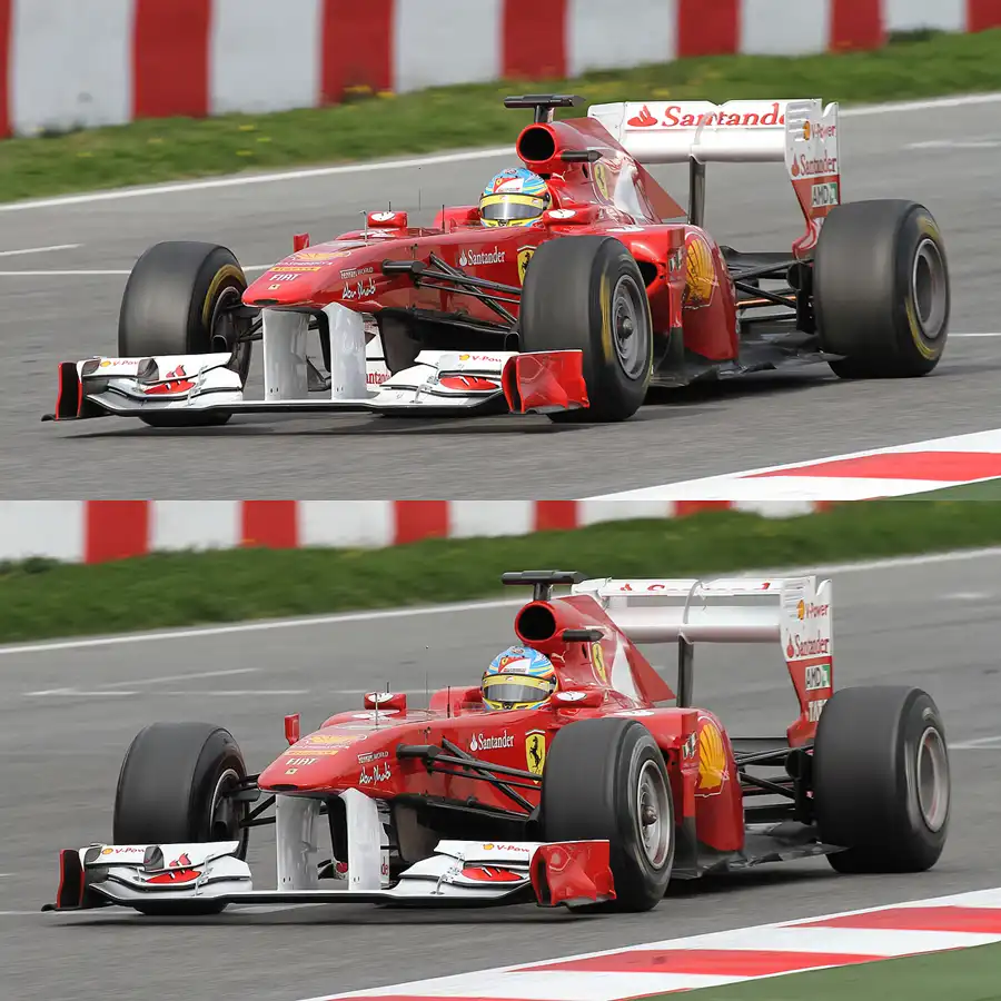 001 | 2011 | Barcelona | Ferrari 150° Italia | Technical Analysis – Drag-Reduction-System (DRS) – Adjustable Rear Wing | © carsten riede fotografie